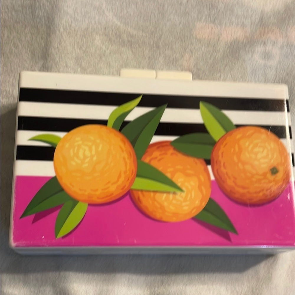 Striped Clutch with Orange Fruit Design